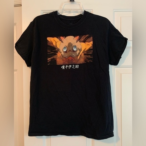Demon Slayer Inosuke Boar Mask Anime Black Graphic-T-Shirt Adult Sz Medium - Picture 1 of 4